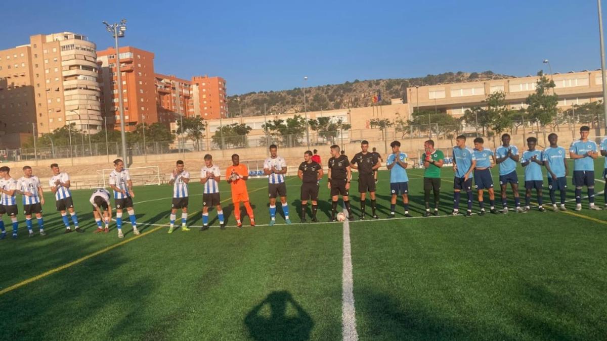 Imagen del arranque del encuentro entre el ASA Academy y el Hércules en los cuartos de final de la Copa San Pedro de Alicante.
