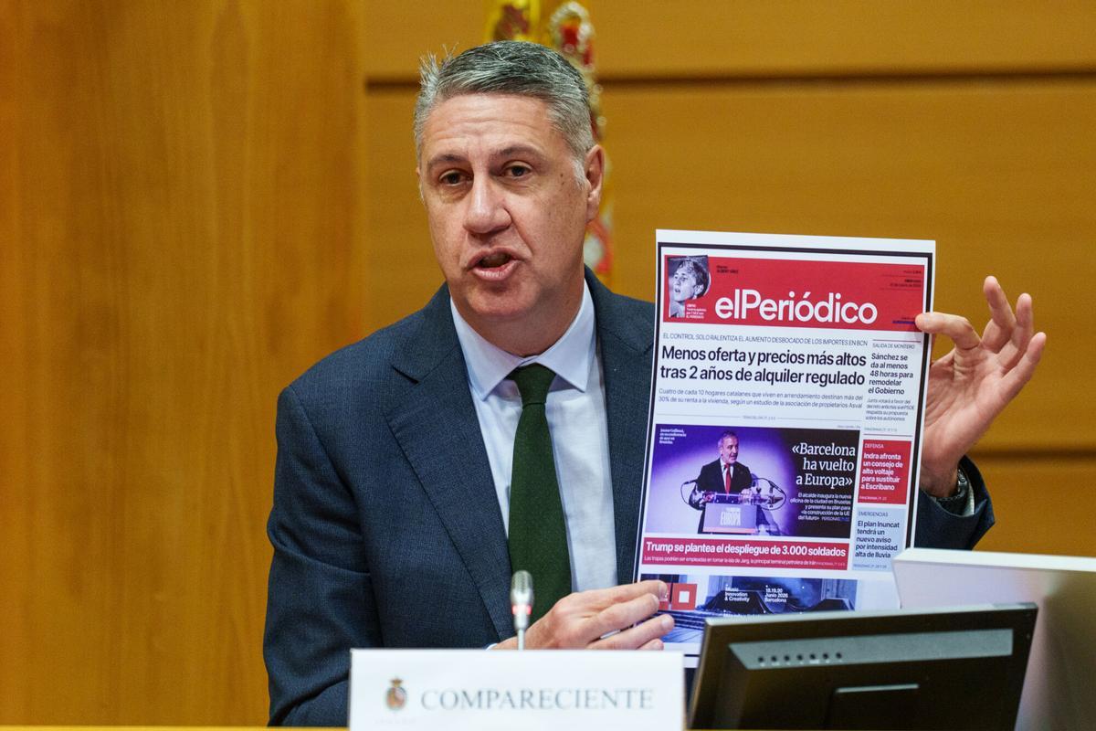 El alcalde de Badalona, Xavier García Albiol, comparece ante la Comisión de Vivienda y Agenda Urbana, en el Senado, a 25 de marzo de 2026, en Madrid (España). Albiol comparece ante la comisión para explicar cómo afecta a su municipio la legislación nacional de vivienda. 25 MARZO 2026 Matias Chiofalo / Europa Press 25/03/2026. Xavier García Albiol;;Matias Chiofalo;