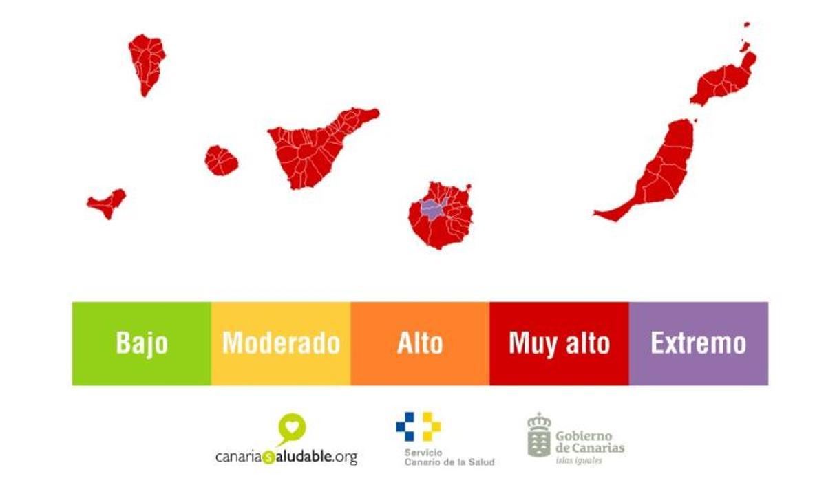 Mapa de radiación de esta semana en las Islas.