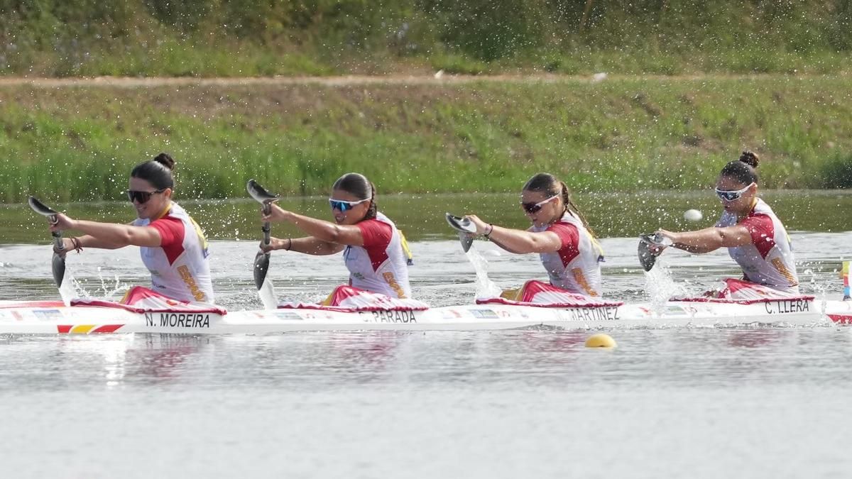 El K 4 júnior de España, con Celia Llera