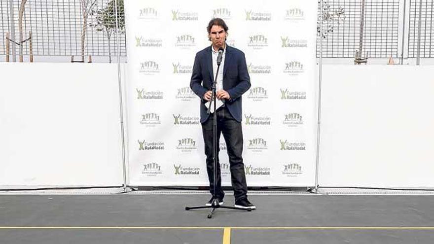 Rafel Nadal en su discurso en solitario con el que inauguró el centro de formación de su fundación para menores con riesgos de exclusión.