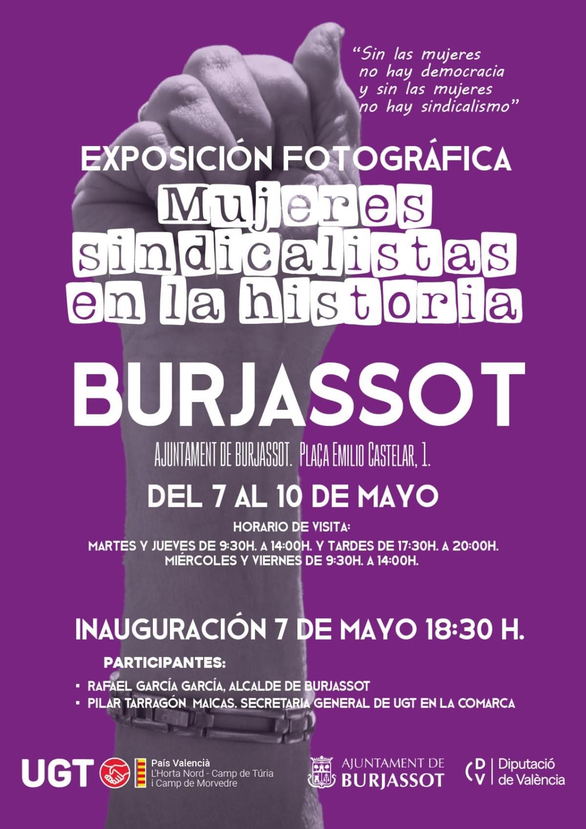 Cartel de la exposición de mujeres sindicalistas en Burjassot.