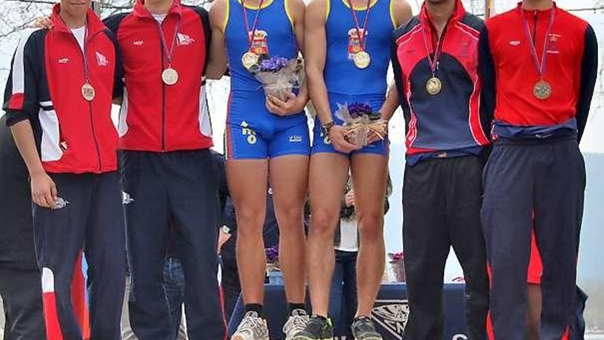 Ignacio García y Sergio Alonso, en el podio de la regata trial primavera.