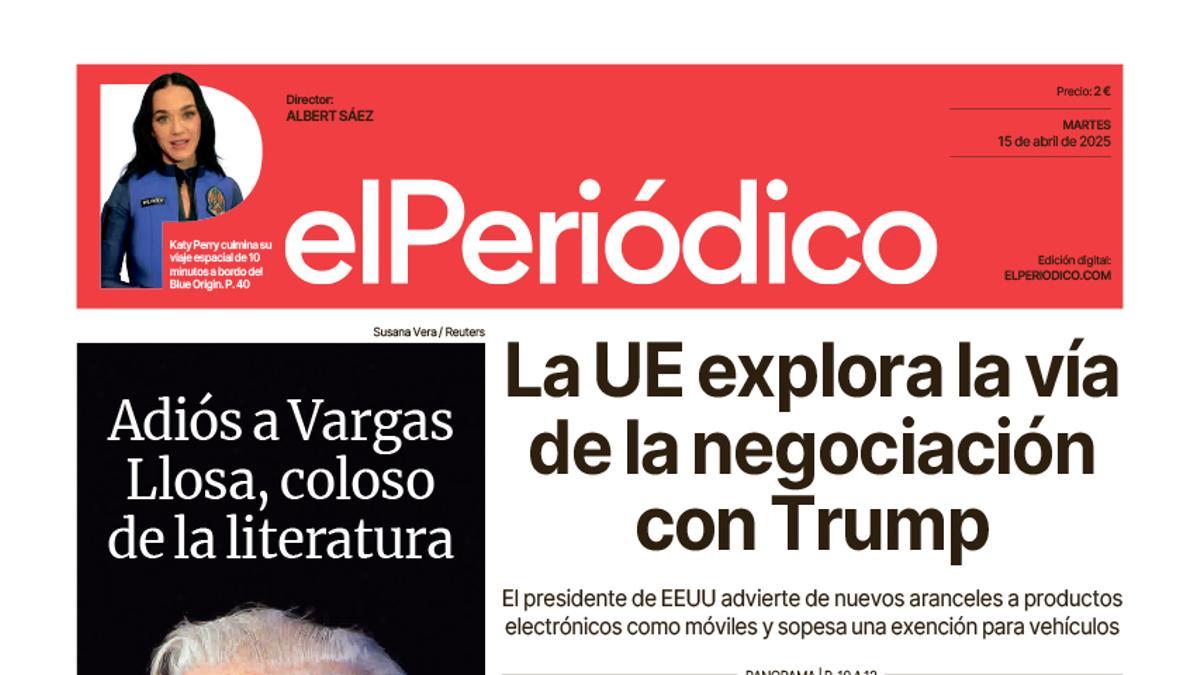 La portada de EL PERIÓDICO del 15 de abril de 2025