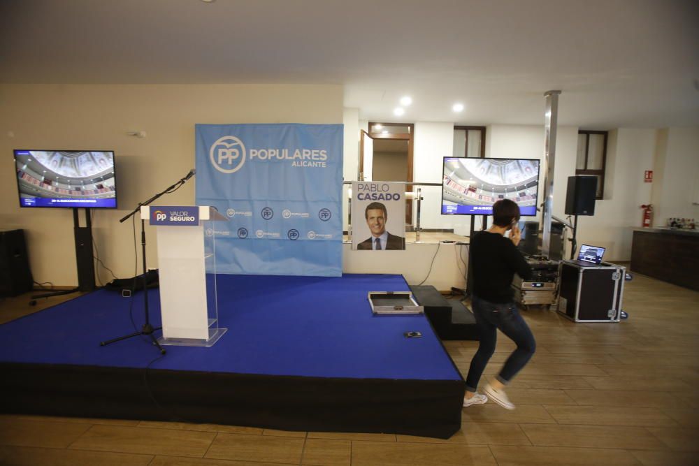 El PP de Alicante se reúne en el Sorell a la espera del recuento final de las Elecciones Generales y Autonómicas 2019