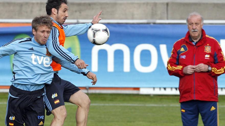 Juanfran en uno de los entrenamientos de La Roja