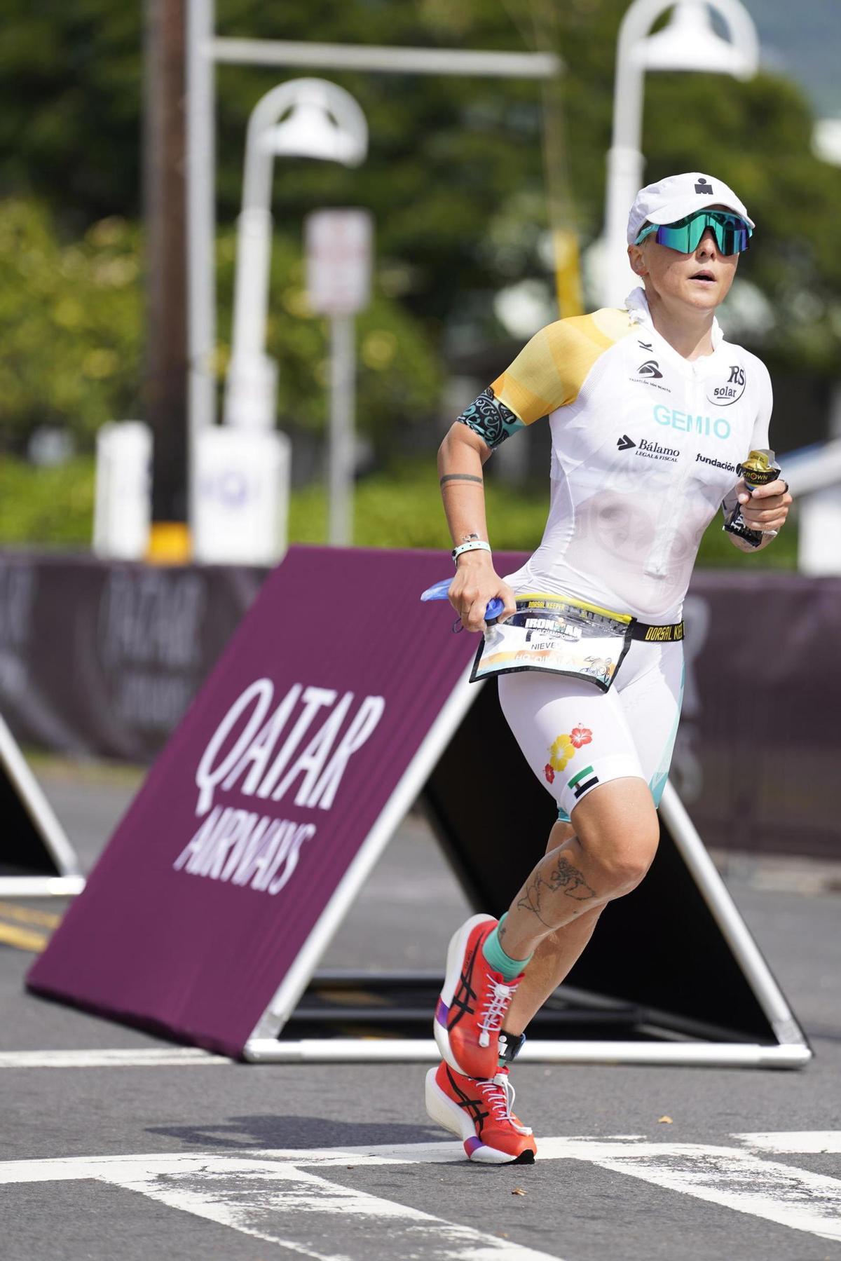 Nieves Gemio, durante el segmento de carrera a pie.