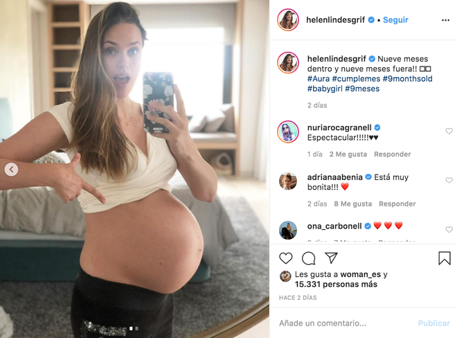 Helen Lindes muestra su tripa de embarazada en Instagram