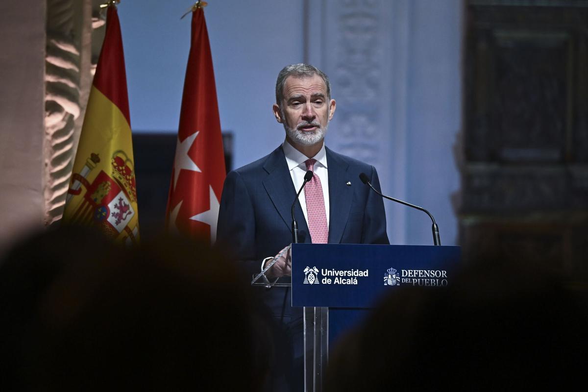 Felipe VI, este miércoles, interviene en la entrega del premio en Alcalá de Henares (Madrid).