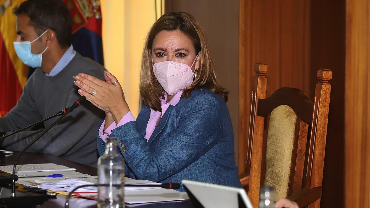 María Dolores Corujo en el pleno del Cabildo de Lanzarote.