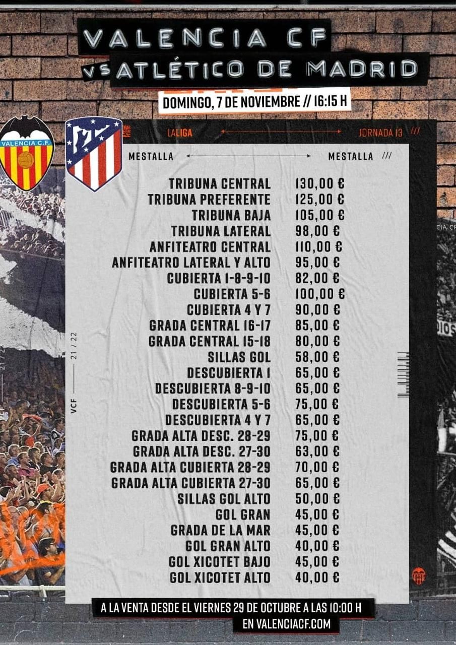 Valencia atletico madrid entradas