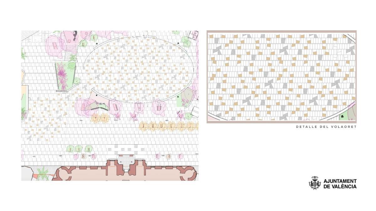 El adoquinado de diferentes colores como petardos de mascletaes