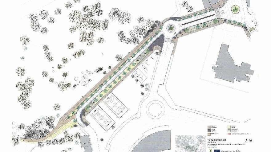 Plano del ámbito que conecta el Pontiñas con la zona de O Regueiriño y el núcleo urbano.