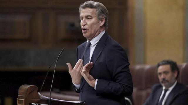 El president del PP, Alberto Núñez Feijóo, al Congrés dels Diputats. | JOSÉ LUIS ROCA