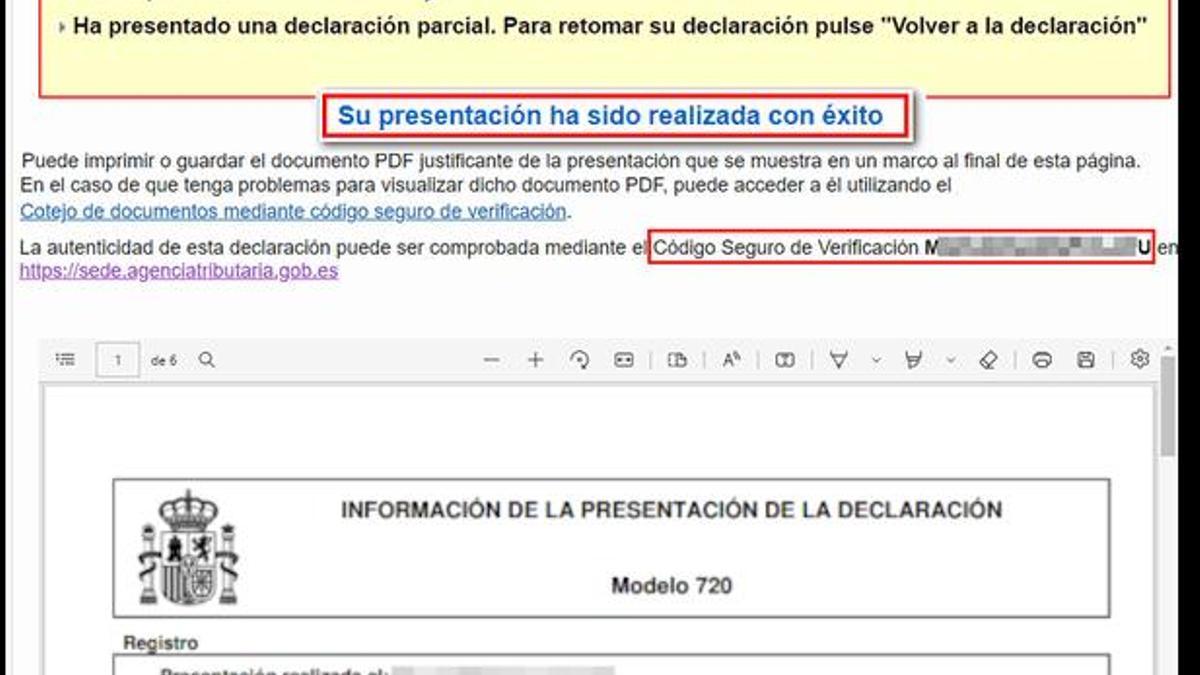 Modelo 720 Declaración de la Renta