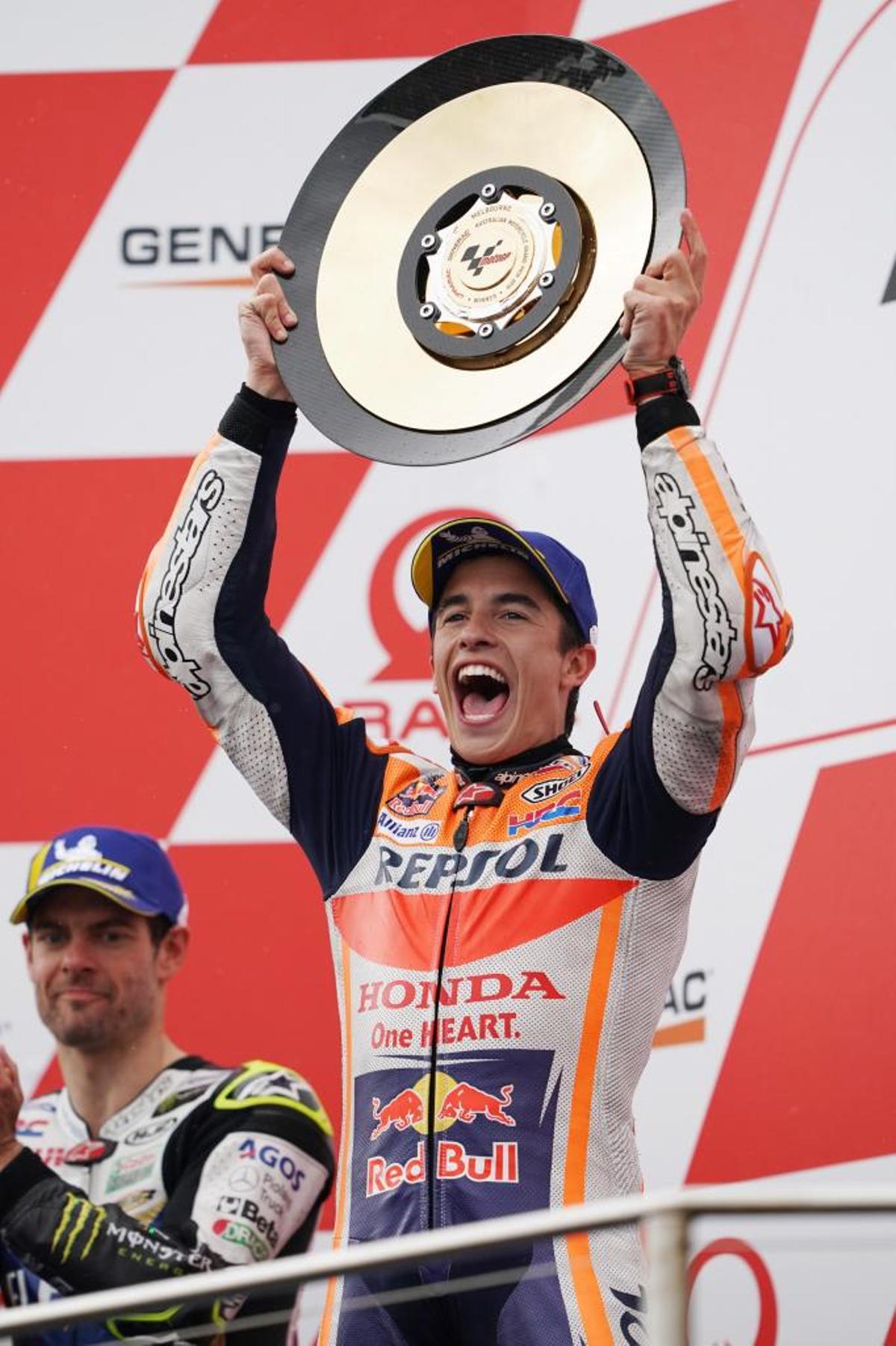 Marc Márquez celebra su victoria en el Gran Premio de Australia de 2019