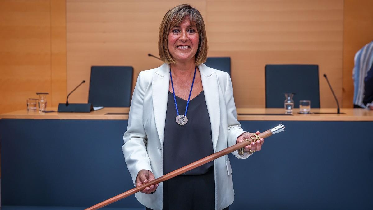 La alcaldesa de l'Hospitalet de Llobregat, Núria Marín, cuando fue reelegida el pasado mes de junio