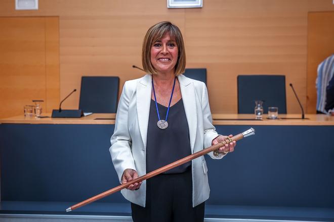 La alcaldesa de lHospitalet de Llobregat, Núria Marín, cuando fue reelegida el pasado mes de junio
