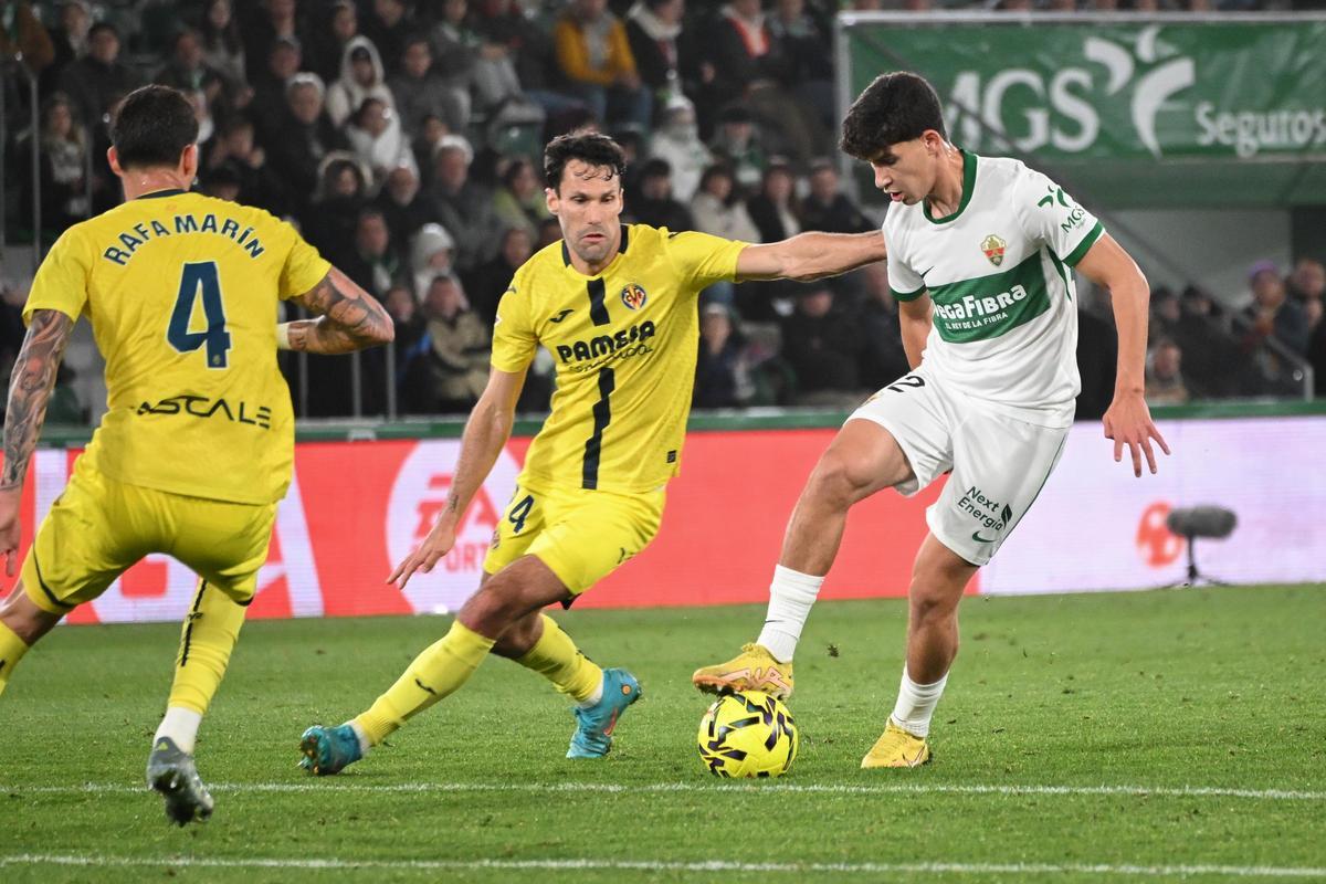 Pedraza en el partido ante el Elche, donde marcó el 1-3 de la sentencia.