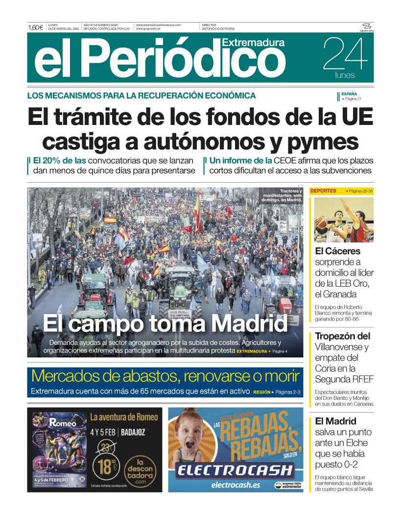 Consulta la portada correspondiente al día 24 de enero del 2022