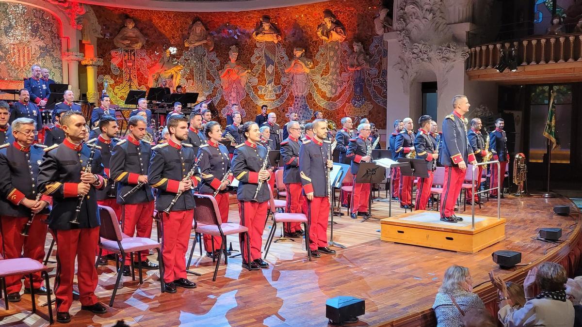 Imagen del concierto de la Unidad de Música del Regimiento de Infantería Inmemorial del Rey, en el Palau de la Música de Barcelona, en mayo de 2022