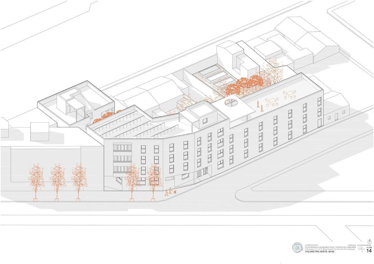 Anteproyecto del edificio de La Enramada en Oliver.