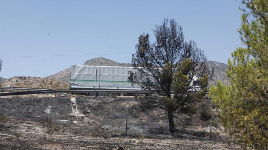 Sofocan un incendio en la A-7, junto a la Salida de La Hoya