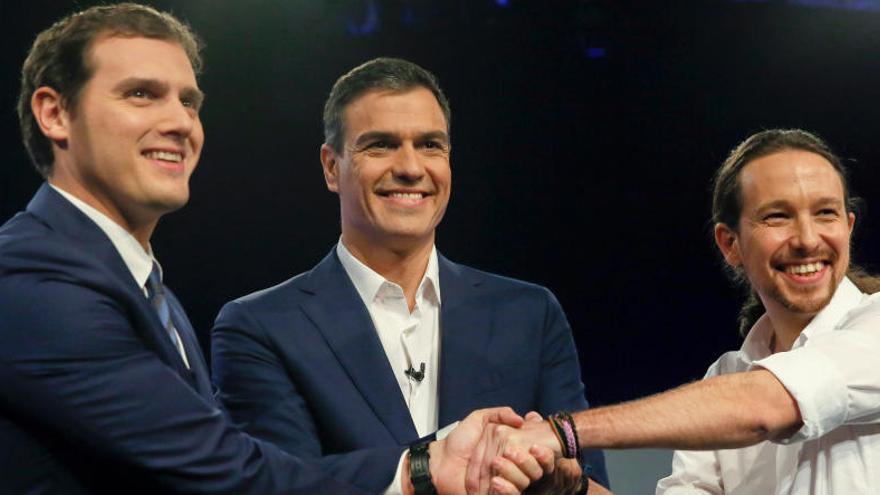 Albert Rivera, Pedro Sánchez y Pablo Iglesias.