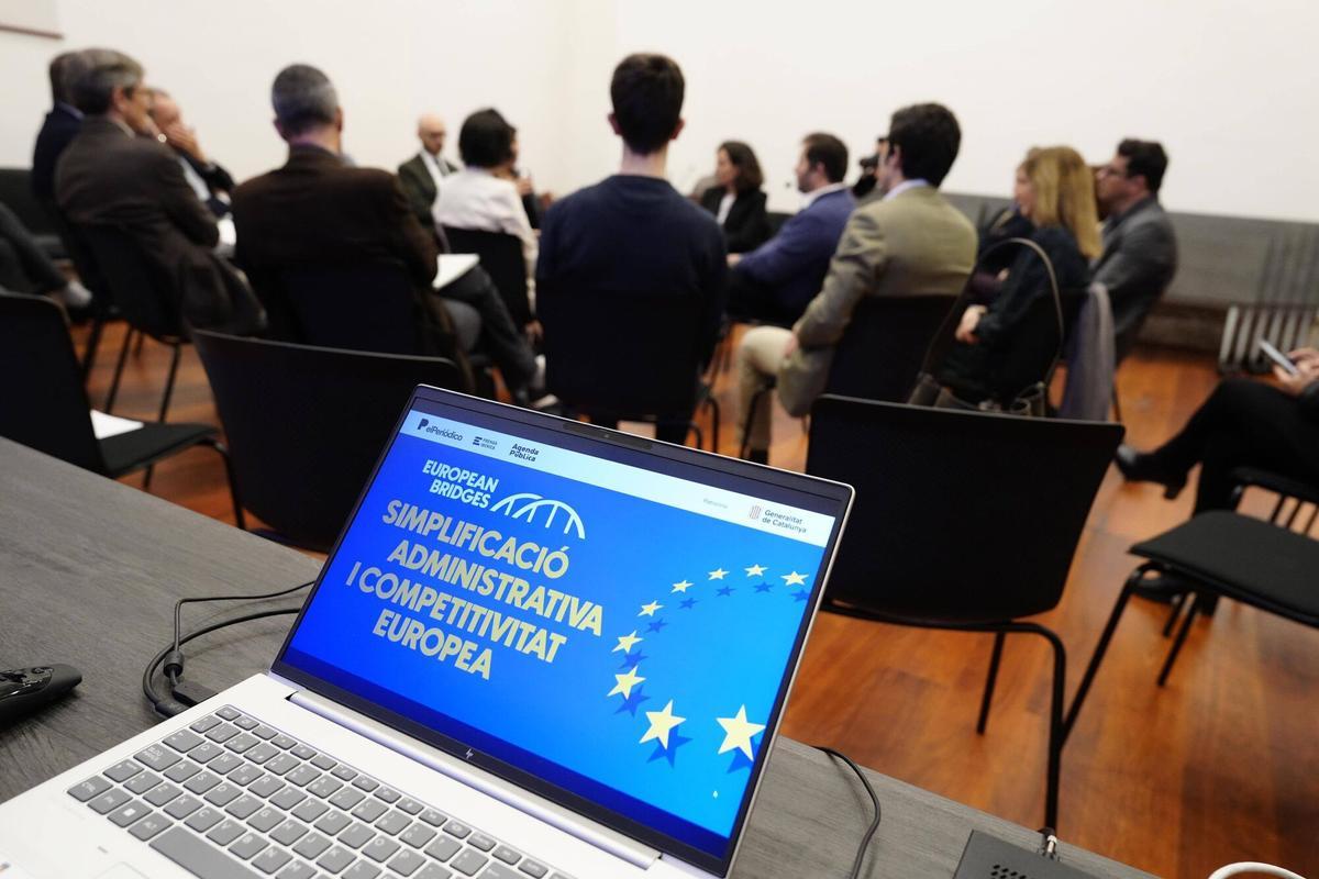 Barcelona 02/02/2026 European Bridges: 'Simplificación Administrativa y Competitividad Europea' con Ana Gallego (en las fotos, con chaqueta blanca) directora general de Justicia y Consumidores de la Comisión Europea Fotografía de Ferran Nadeu