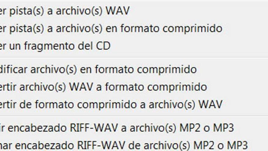 Cambia de formato pistas de audio