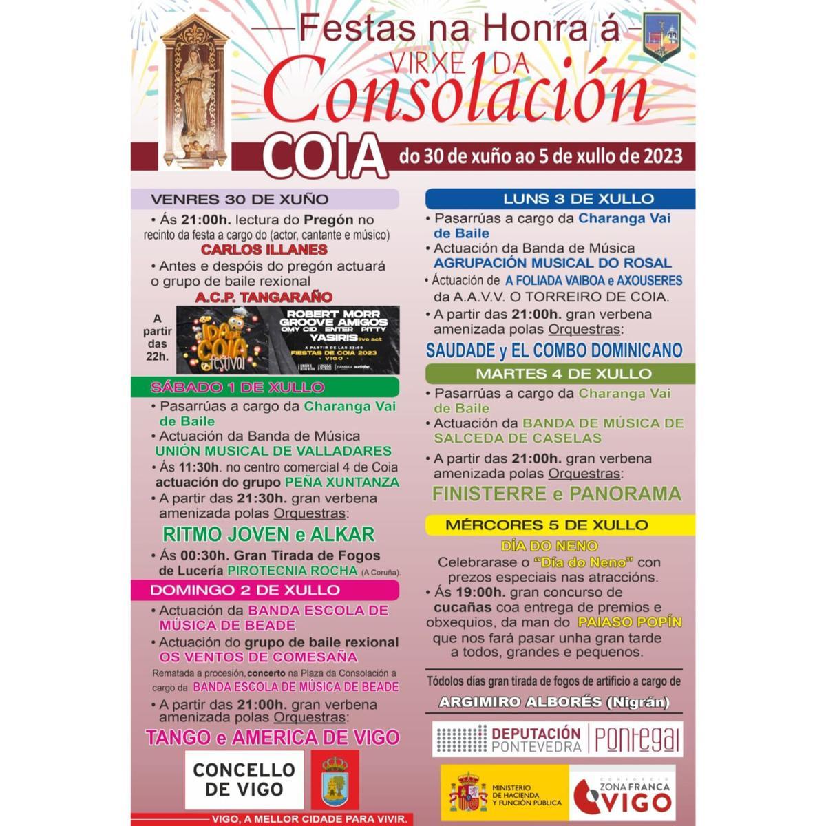 Programa de las Fiesta de Coia 2023.