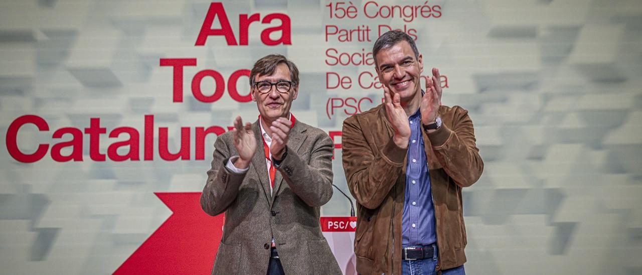 Pedro Sánchez y Salvador Illa, en la clausura del congreso del PSC el pasado 17 de marzo
