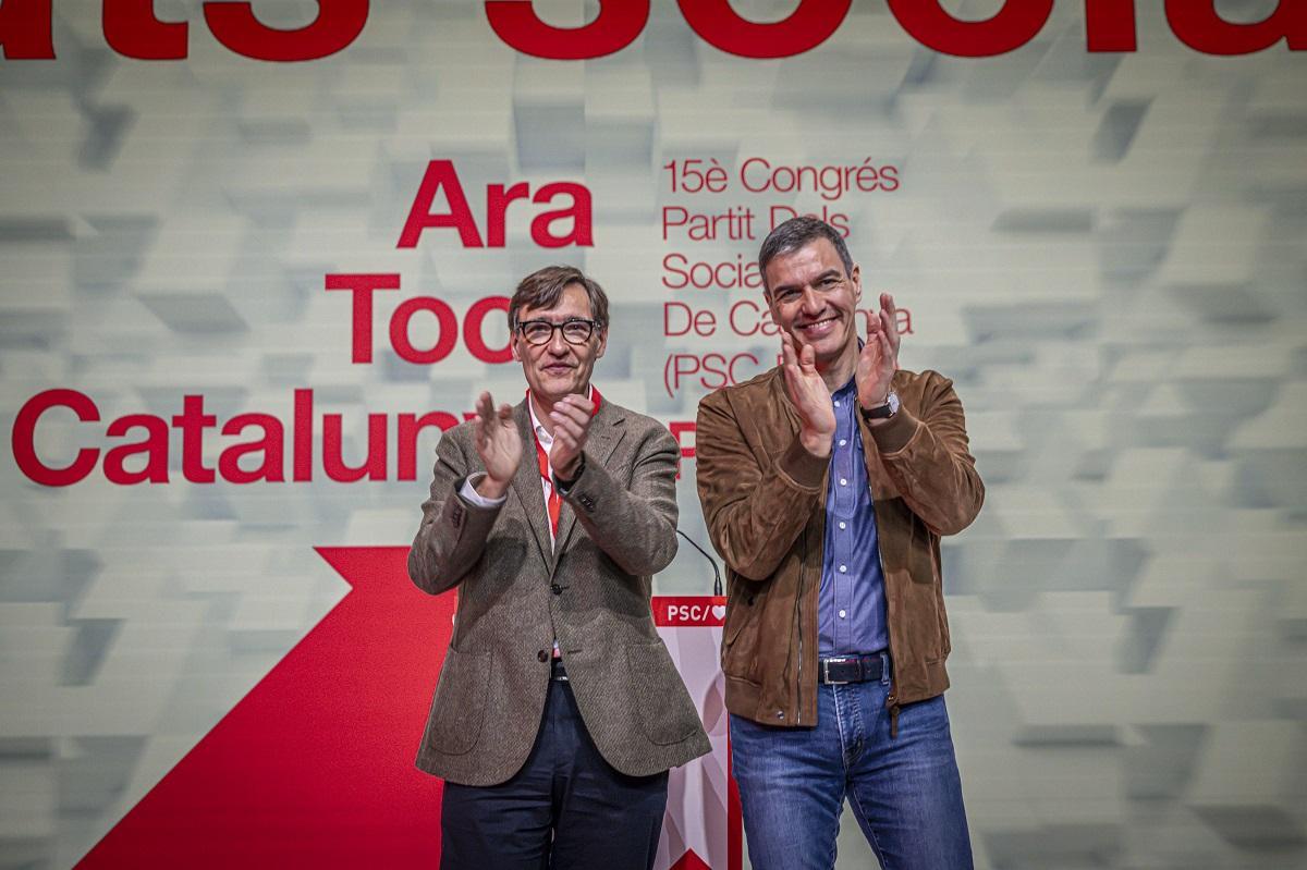 Pedro Sánchez y Salvador Illa, en la clausura del congreso del PSC el pasado 17 de marzo