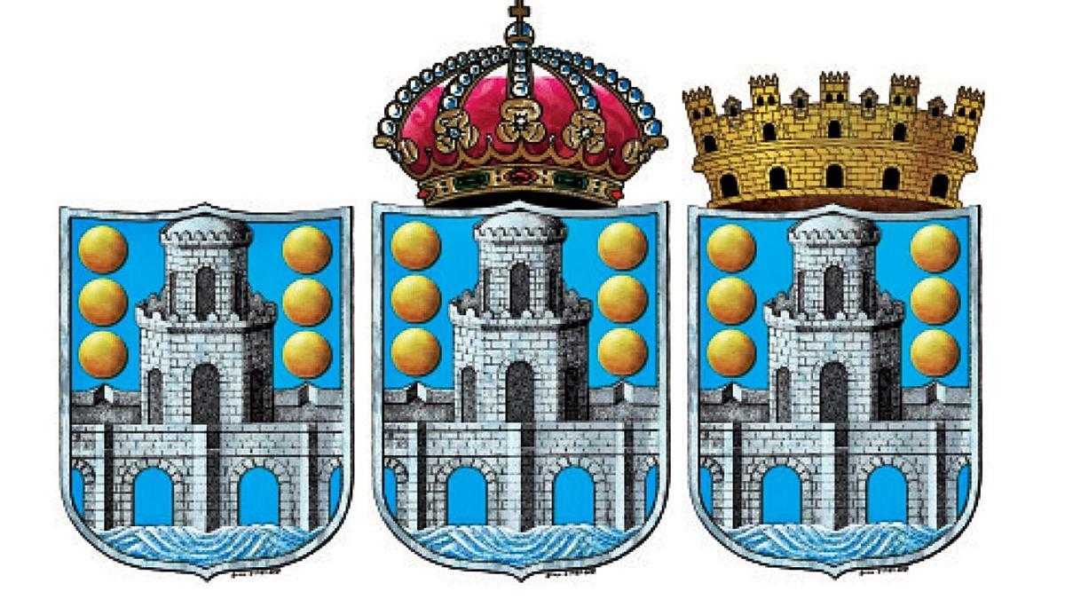 Tres propuestas de escudo de Betanzos, con la borbónica en el centro.  | // LA OPINIÓN
