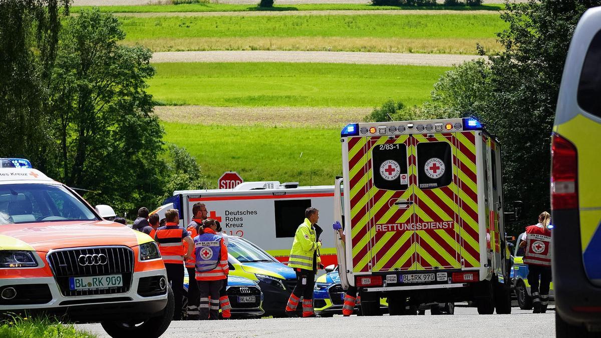 Servicios de emergencias en el lugar del tiroteo, en Albstadt.