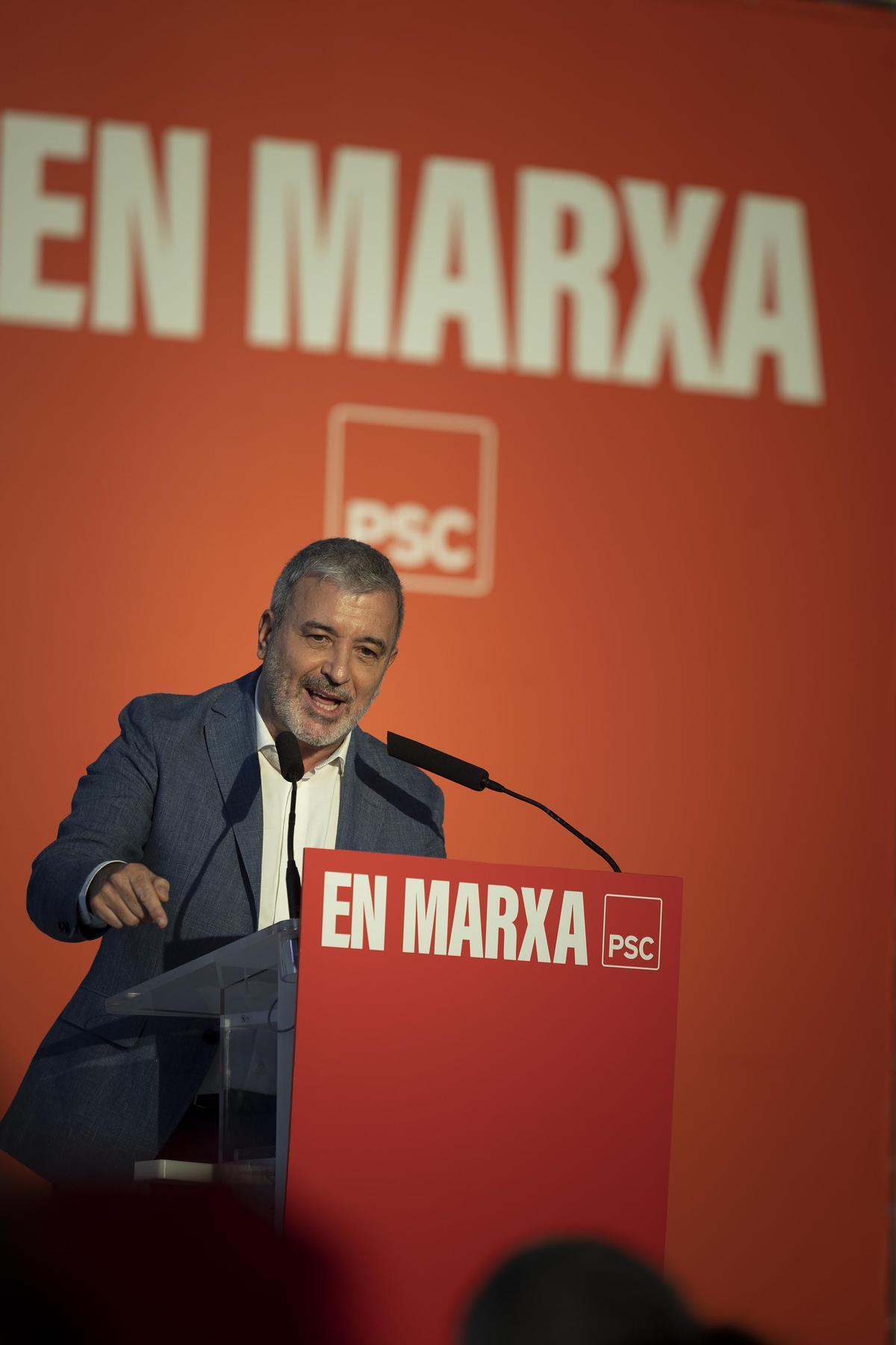 Acto del PSC con Jaume Collboni y Pedro Sánchez en el Fòrum