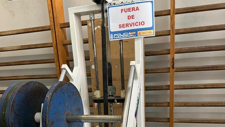 Uno de los aparatos fuera de servicio.