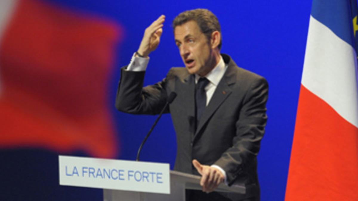 El presidente de Francia, Nicolas Sarkozy, en un discurso de campaña, ayer
