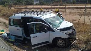 rjulve39505928 primer pla de l estat de la furgoneta implicada en el xoc a 181126140932