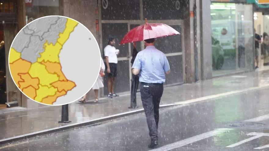 Aviso naranja el jueves en la Comunitat Valenciana por 120 litros por metro cuadrado en dos o tres horas