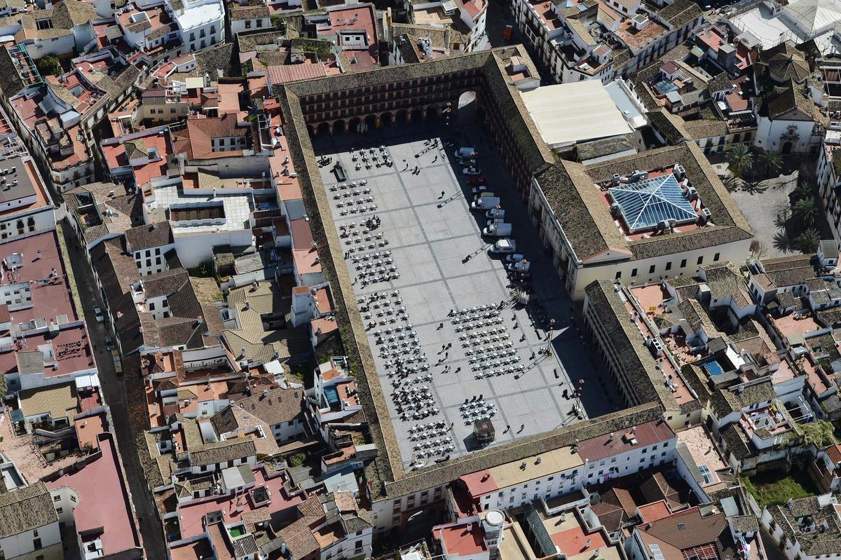 Vista aérea de la plaza de La Corredera.