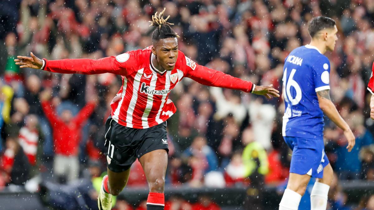 Nico Williams celebrando un gol contra el Atlético de Madrid