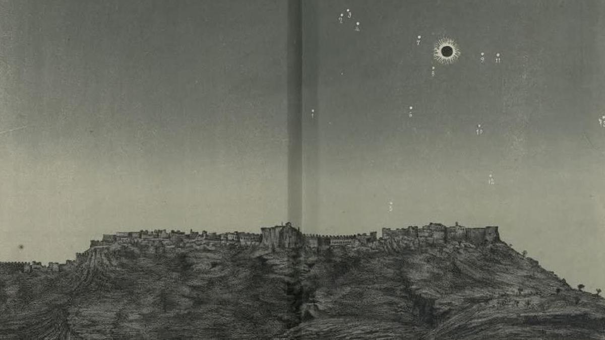 Imagen que evocó el eclipse de Sagunt de 1860 y regaló periódico La Opinión a sus suscriptores.
