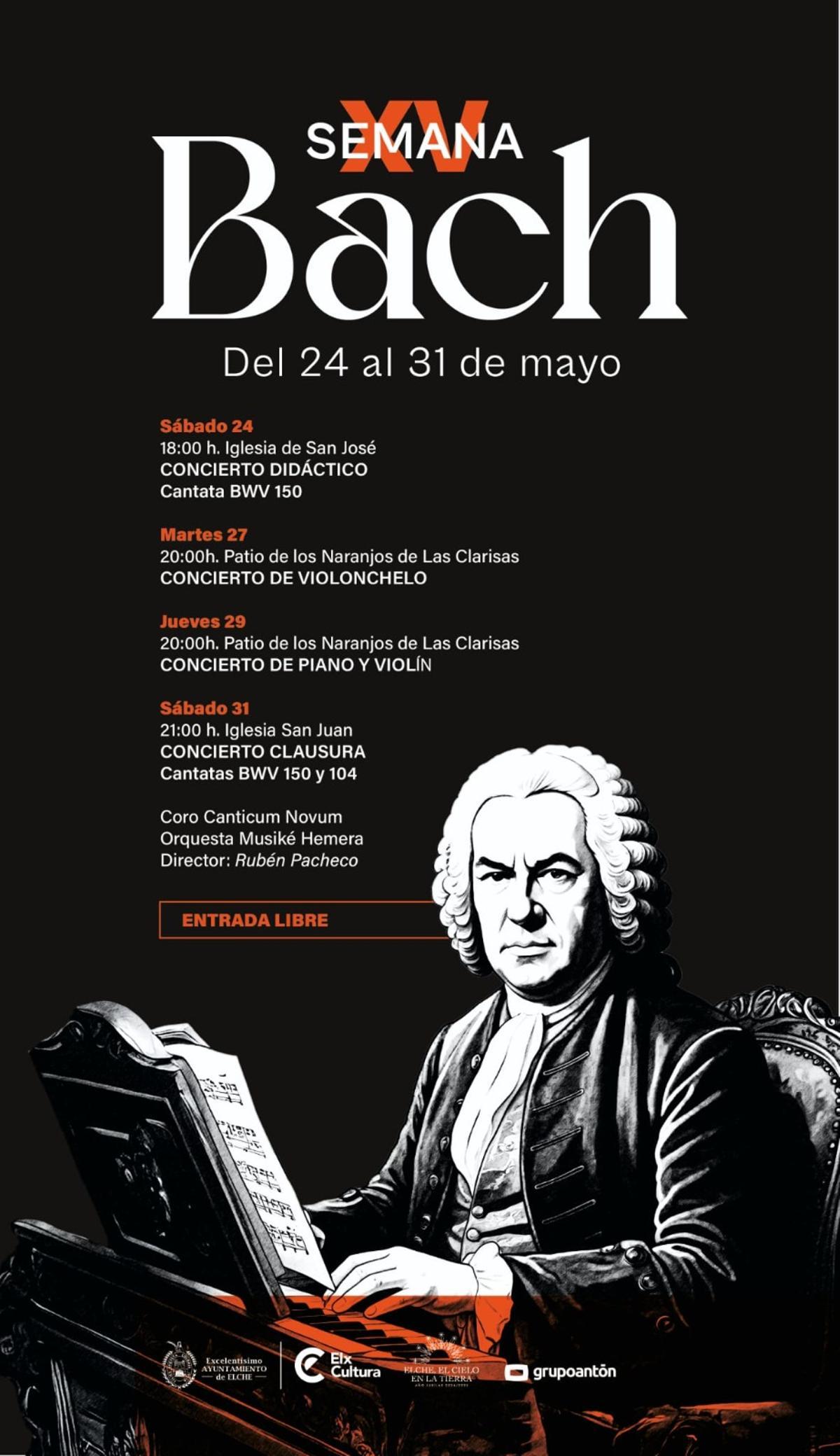 Programa de la Semana Bach que proyecta el Ayuntamiento de Elche