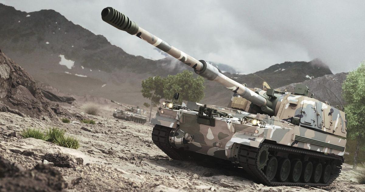 Obús autopropulsado de cadenas «K-9» de la empresa surcoreana Hanwha. | HANWHA