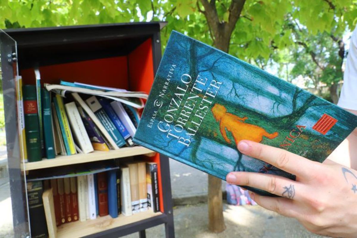 Parque de Juan Carlos I 8 Una persona sostiene un libro.