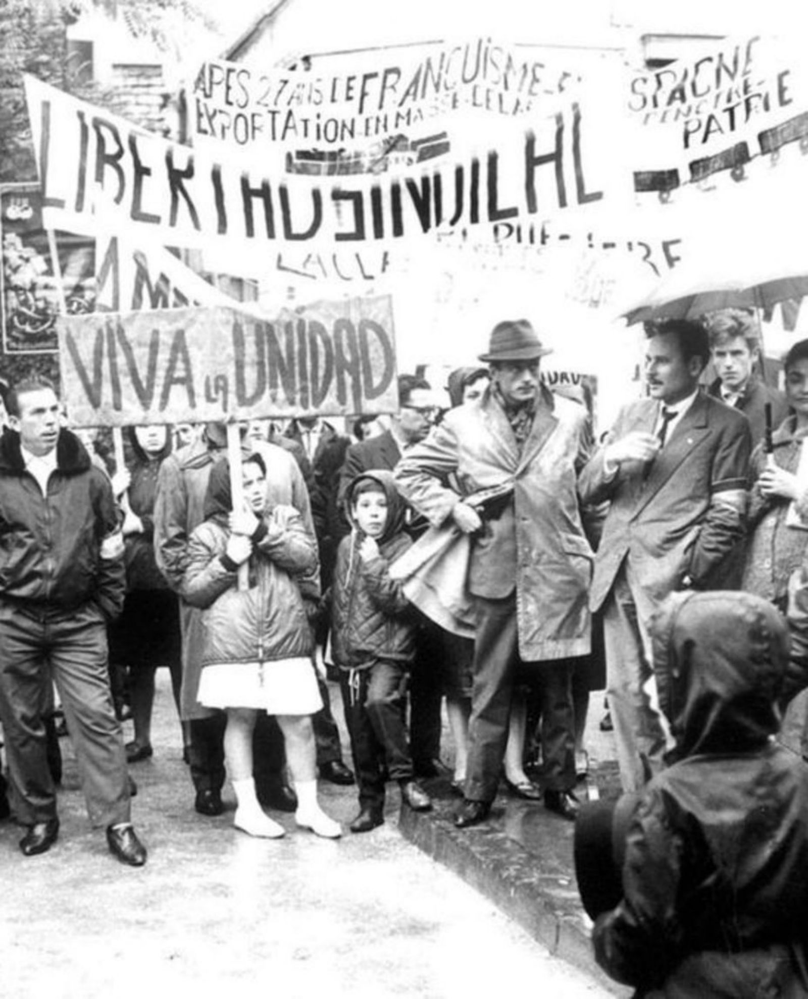 Manifestación de apoyo, en Bruselas, a los mineros asturianos que participaron en la huelgona de 1962.