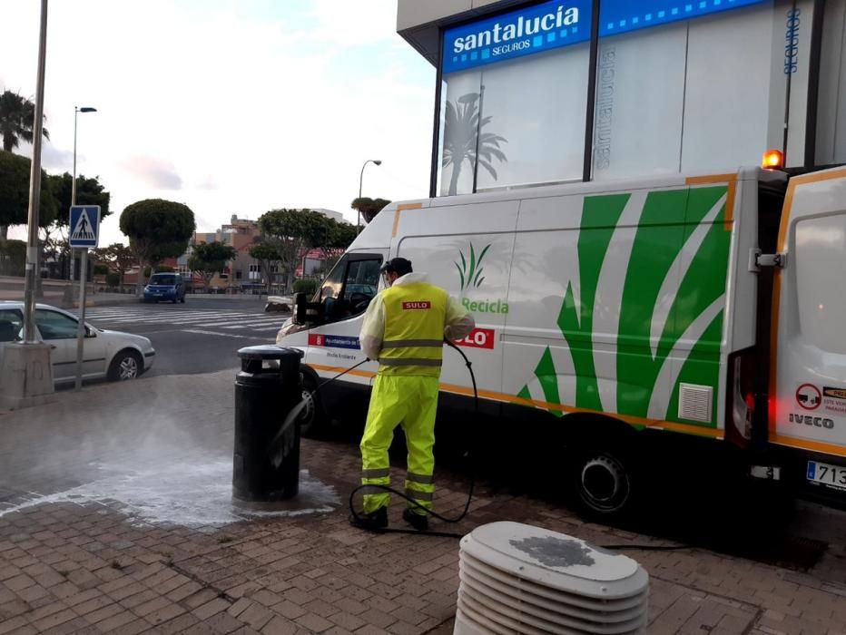 Labores de limpieza y desinfección en Telde.