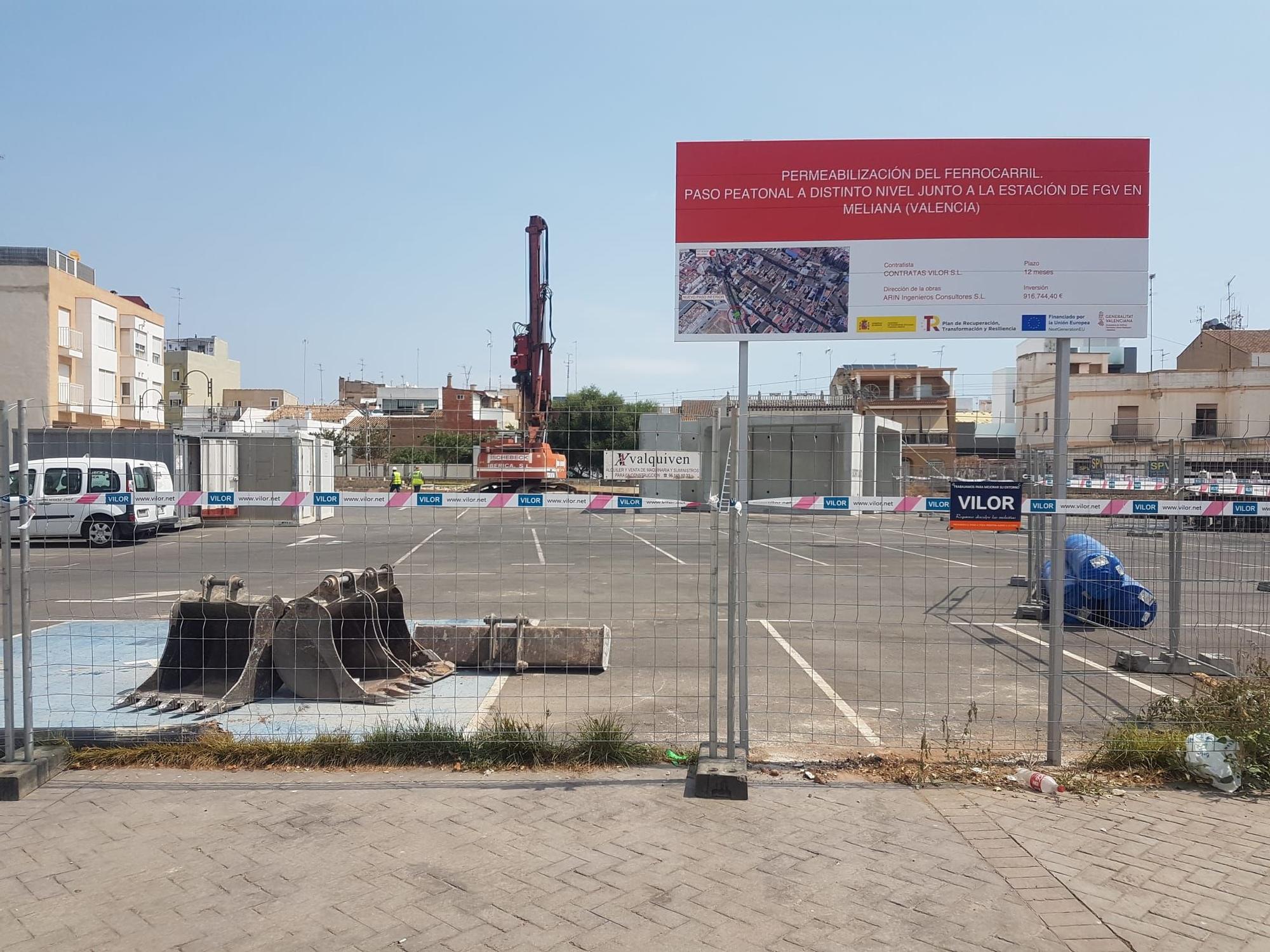 Comienzan las obras del paso inferior del metro en Meliana