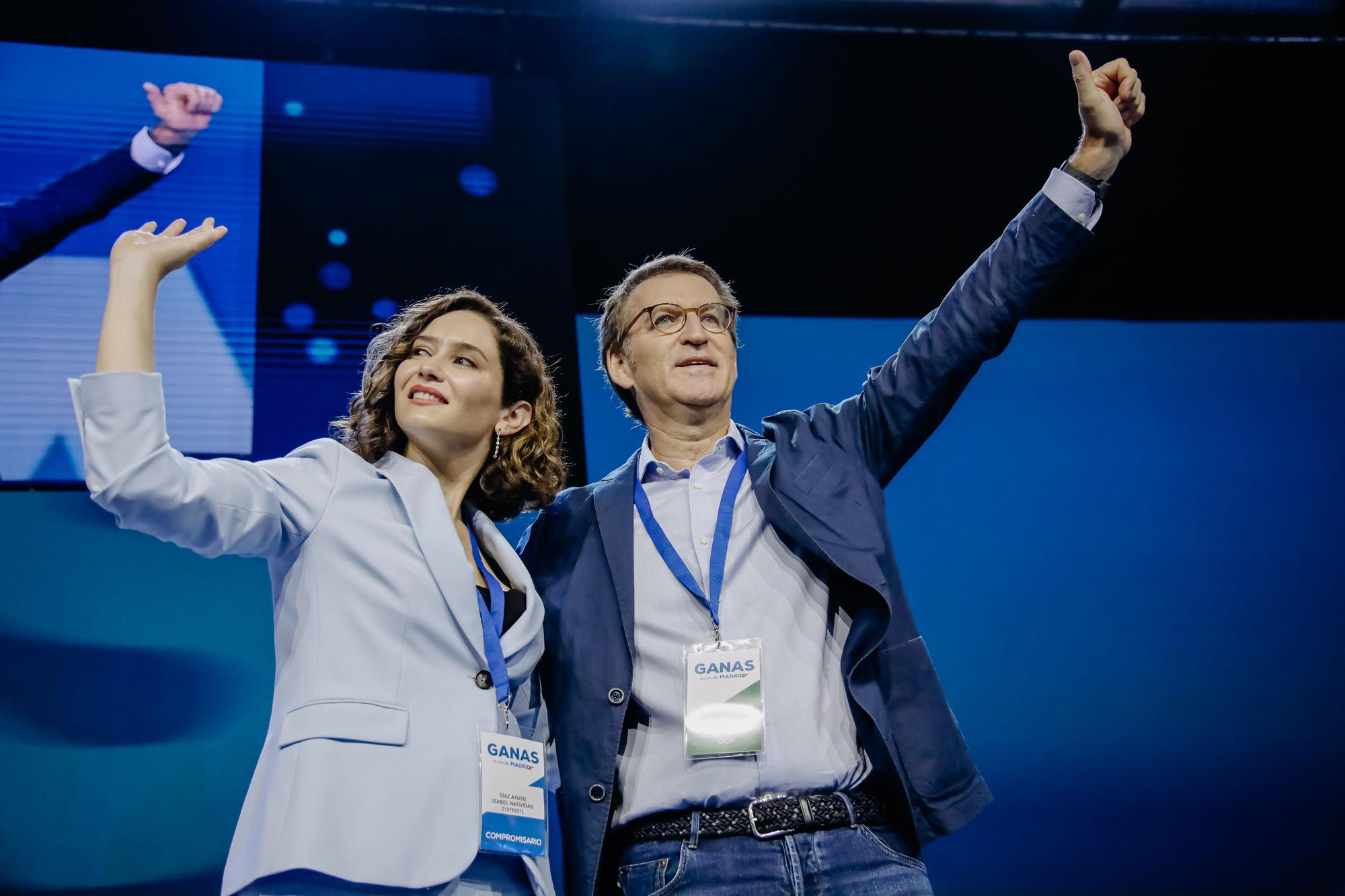 Feijóo y Ayuso en el Congreso del PP de Madrid.